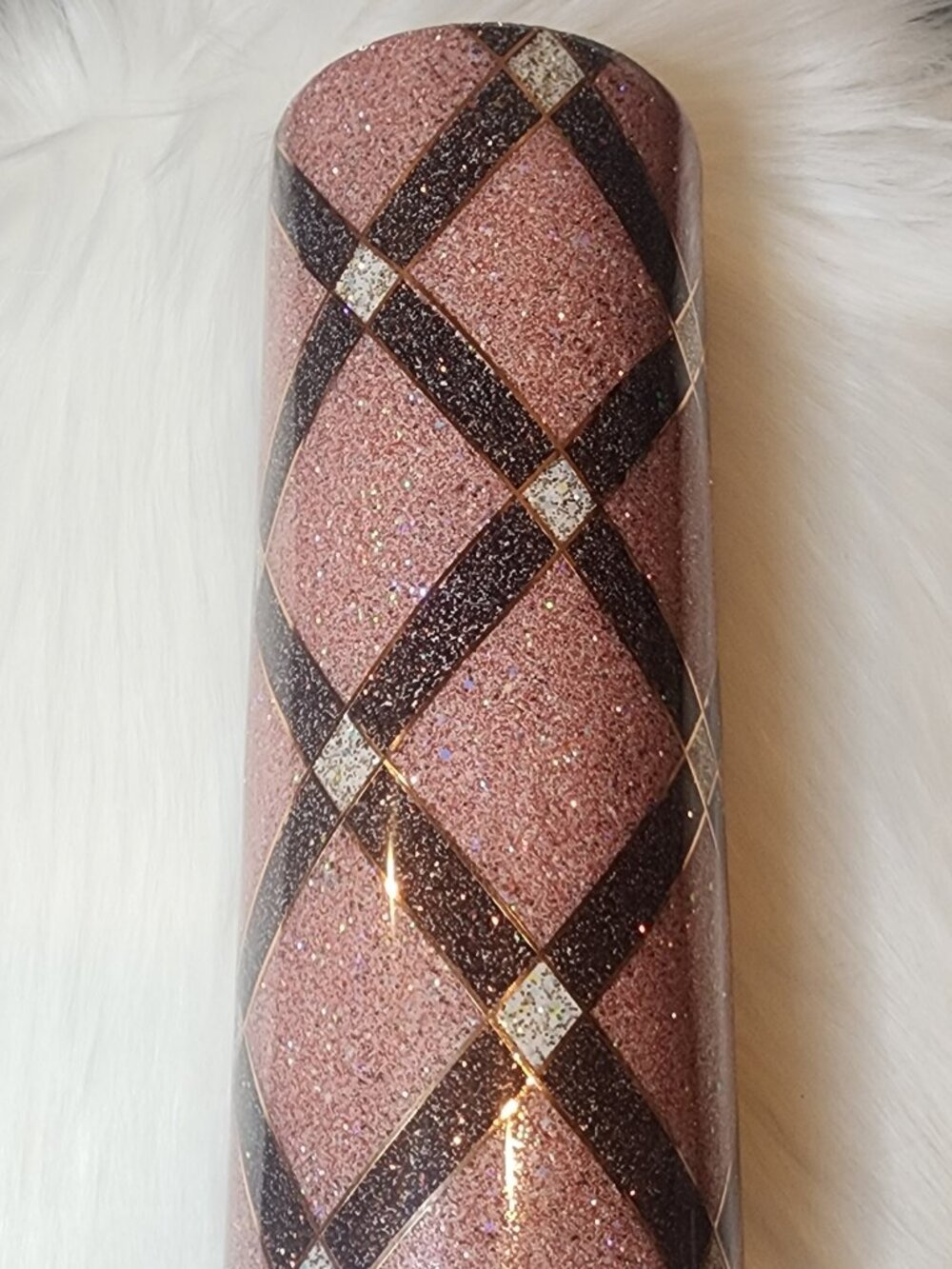 20 oz. Angled Plaid Glitter Tumbler